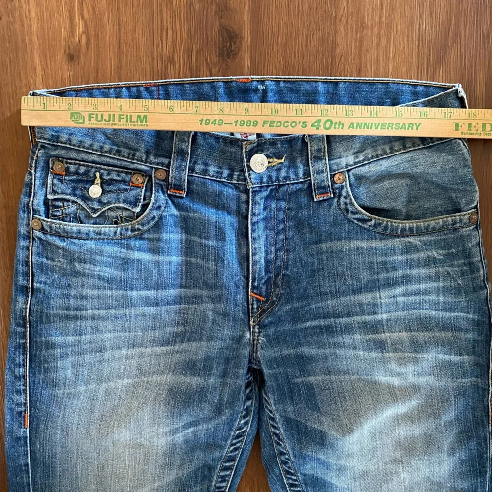 True Religion Jeans Men's 33 straight leg flap pocket blue Cotton